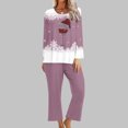 thumbnail image 2 of Pisexur Pyjamas de Noël pour Femmes Ensemble Deux Pièces Tendance Vacances Imprimé Verre de Vin Rouge Pjs Décontractés Manches Longues Col Rond Hauts Pantalons de Pyjama Vêtements de Nuit, 2 of 4