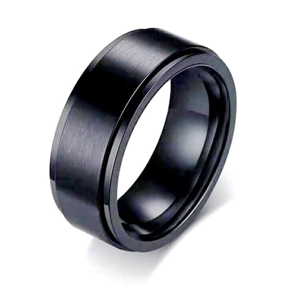 Anti-anxiety Spinner Fidget Rotating Rings Stainless Black Men&Women Steel Q3U7