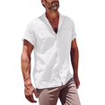 thumbnail image 1 of EOYWHK Men Linen Shirt Summer Beach Cardigan Lightweight Button Down Lapel Blouse with Pockets Flyer, 1 of 3