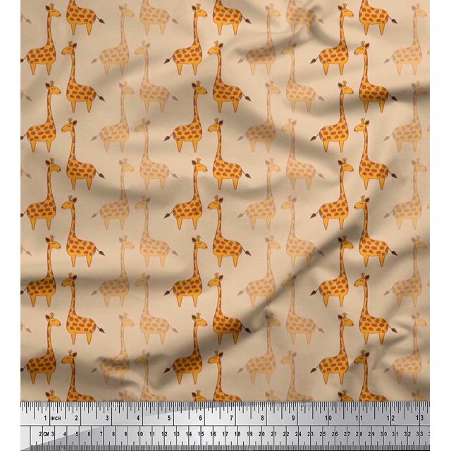 Soimoi Georgette Viscose Fabric Giraffe Kids Fabric Prints by Yard 42 Inch Wide