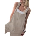 thumbnail image 3 of LUXUR Ladies Jumpsuits Solid Color Romper Sleeveless Overalls Classic Trousers With Pockets One Piece Pants Apricot M, 3 of 3
