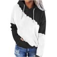 thumbnail image 1 of Timegard Womens Tops Long Sleeve Drawstring Hooded Sweatshirts Color Block Casual Loose Pullover Top, 1 of 4