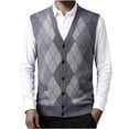 thumbnail image 4 of RKSTN Mens Sweater Vest Wool Blend Color Block Fashionable Sleeveless V Neck Button Up Cardigan Knit Sweater Minimalist Cardigan Spring Fall Versatile Coat Outfits, 4 of 8