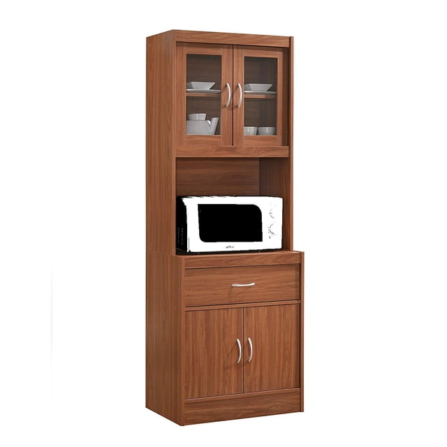 Hodedah Import Armoire de Cuisine Fermée Haut/bas de 70 Po avec Tiroir, Cerisier