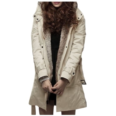 IROINID Veste de Tranchée pour Femmes à Manches Longues Hoodie de Couleur Unie Outwear, en Vrac Dames Doublure Veste Hiver Chaud Épais Veste Longue sur Veste