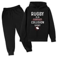 thumbnail image 1 of Hiiyo Big Boys Outfits Rugby Letter Print Hoodie and Sweatpants Sports Sweatsuit, 1 of 3