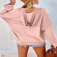 thumbnail image 2 of MesaSe Ladies‘ Fall Solid Color Long Sleeve Button Down Casual Hoodie, 2 of 3
