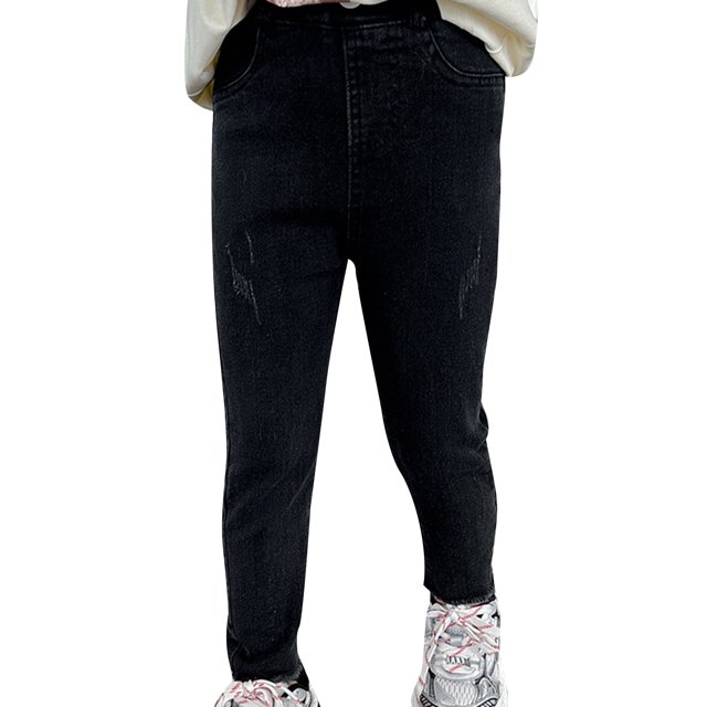 BOBOGOJP Girls High Rise Girlfriend Jean Bootcut Fit Stretch Denim Jeans with Zipper Closure & Pockets Black 2-3 Years