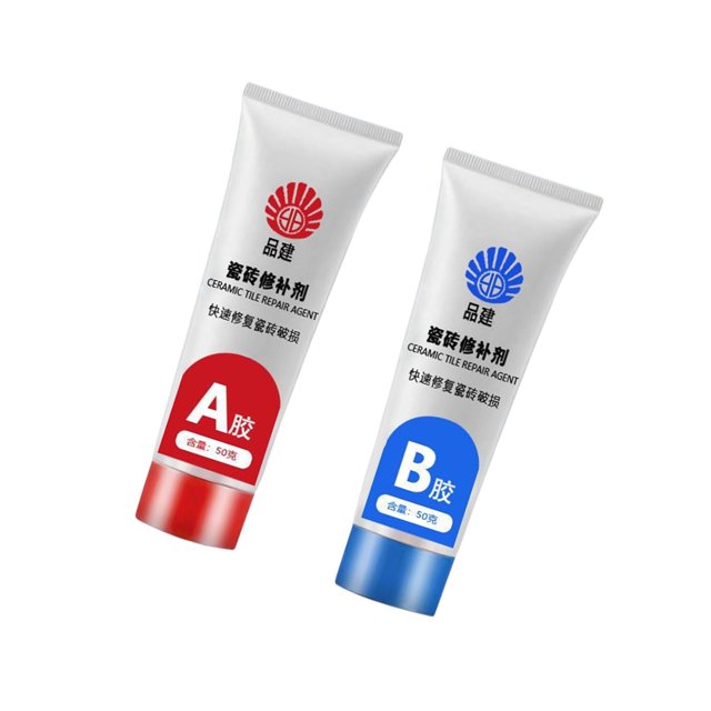 Maytalsory Effective 2x Tile Repair Agent for Ceramic Hole Repair in Shower and Kitchen Gray White 50ml 1Set
