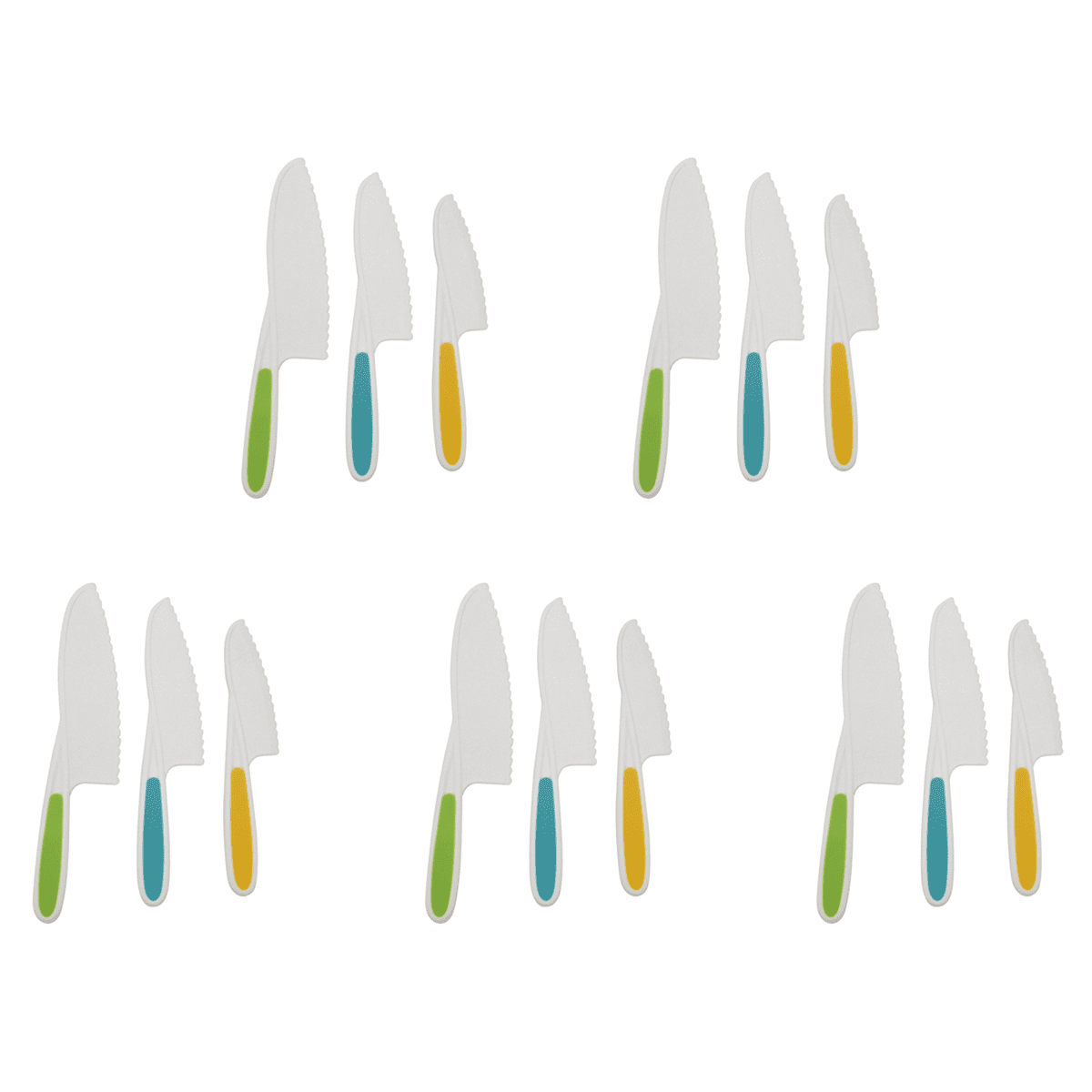 Knives for Kids 15-Piece Nylon Kitchen Baking Knife Set,Children'S Cooking Knives Firm Grip, Serrated Edges