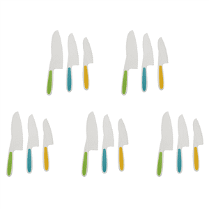 Couteaux pour enfants 15-Piece Couteau de cuisson de cuisine en nylon,Couteaux de cuisine pour enfants Grip ferme, bords déraillés