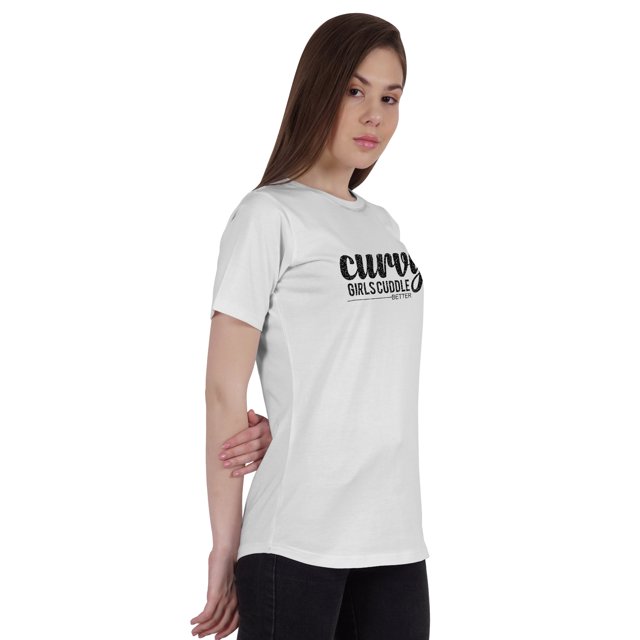 Inkmeso T-Shirt Graphique pour Femmes avec Citation "Curvy Girls Cuddle Better"