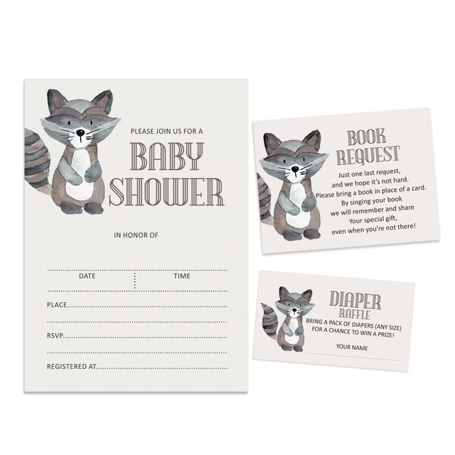 Inkdotpot Set Of 30Jungle Animals Baby Shower Invitations-Diaper Raffle Tickets And Baby Shower Book Request Cards Gender Neutral Invites Its A Boy Its A Girl