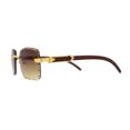 thumbnail image 4 of 90s Music Mogul Gangster Rapper Rimless Narrow Rectangle Luxury Sunglasses Gold Brown, 4 of 4