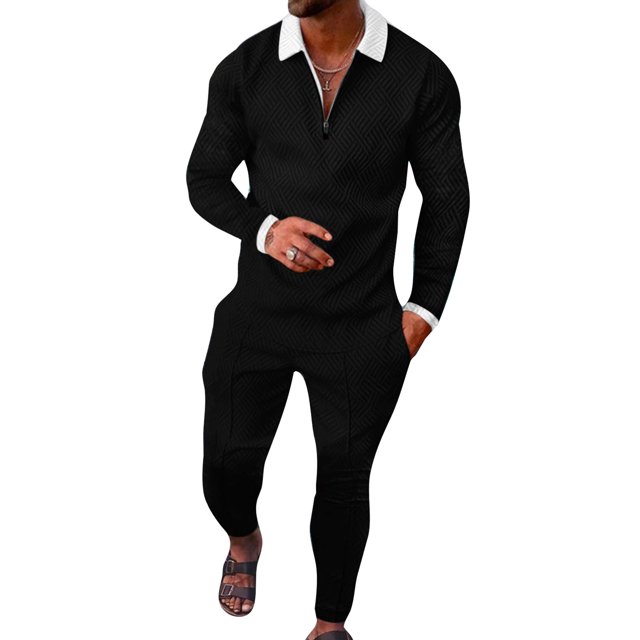 Innerwin Jogger Sets 2 Pcs Mens Tracksuit Set Sports Two Pieces Casual Sweatshirts+Pant Outfits HCXTZ-4 S