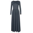 thumbnail image 4 of UKAP Ladies Dress Crew Neck Maxi Dresses Solid Color Swing Party Dark Gray XS, 4 of 6