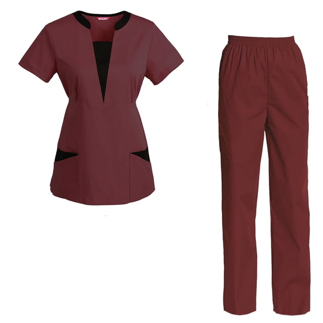 Women's Scrubs Set Scrub Top and Pants Scrubs Set