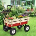 thumbnail image 4 of Gymax Outdoor Wagon Pulling Children Kid Garden Cart w/ Wood Railing Red 330lbs, 4 of 10
