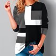 thumbnail image 2 of Yuyuzo Chemises Femmes Manches Longues Col Rond Mode Couleur Bloc Patchwork Tops Casual Baggy Shirts, 2 of 5