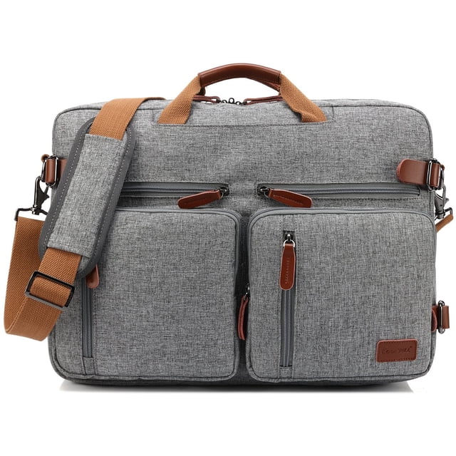 Convertible Backpack Messenger Shoulder bag Laptop Case Handbag Business Briefcase Multi-functional Travel Rucksack Fits 17.3 Inch Laptop For Men/Women (Grey)
