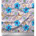 thumbnail image 1 of Soimoi Polyester Crepe Fabric Floral & Leaves Tropical Print Fabric by The Yard 52 Inch Wide, 1 of 2
