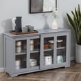 thumbnail image 2 of HOMCOM Buffet de Cuisine Armoire de Rangement Empilable avec Porte Coulissante en Verre, 2 of 10