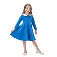 thumbnail image 4 of Dresses For Teens Spring Summer Print Ruffle Long Sleeve Solid Casual Girls Dress Blue 11-12 Years, 4 of 4