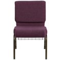 thumbnail image 3 of HERCULES Series 21''W Church Chair in Plum Fabric with Cup Book Rack - Gold Vein Frame, 3 of 9