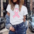 thumbnail image 1 of UANWENN T-Shirts Décontractés pour Femmes avec Imprimé Ruban de Sensibilisation au Cancer, Manches Courtes, Col Rond, Style de Base pour le Quotidien, Hauts pour Femmes à Manches Courtes, Chandail Léger Décontracté pour Femmes, Haltérophilie, Long, 1 of 4