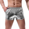 thumbnail image 1 of YUGYXL Mens Cotton Shorts Fashion Shiny Sparkly Rave Outfit Party Shorts with Pockets Silver L, 1 of 4