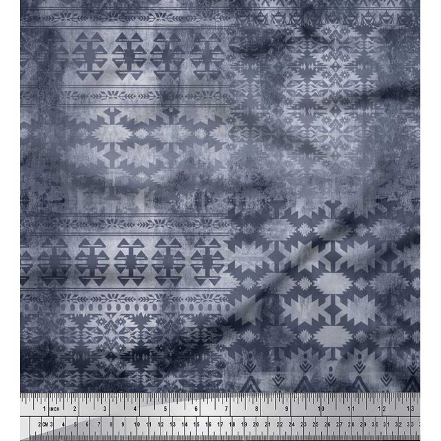 Soimoi Poly Georgette Fabric Aztec Southwestern Decor Fabric Printed Yard 52 Inch Wide