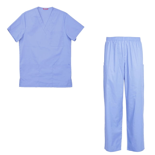 Men's Scrubs Set Scrub Top and Pants Scrubs Set
