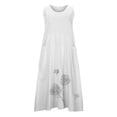 thumbnail image 5 of RKSTN Robes d'Été pour Femmes Décontractées en Coton et Lin à Col Rond Sans Manches Robes de Plage Amples Grande Taille à Imprimé Floral Évasées Maxi, 5 of 5