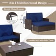 thumbnail image 2 of Gymax Causeuse en Rotin Ensemble Lit de Jour Salon Ottomane de Rangement Tables d'Appoint Ajuster Patio Bleu Marine, 2 of 5