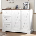 thumbnail image 1 of Buffet Cabinet with Storage Drawers and Doors, Farmhouse Coffee Bar Cabinet with Adjustable Shelf for Kitchen, Living Room, White, 1 of 7