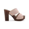 thumbnail image 3 of BLISSFUL STEP Women's Faux Suede Platform High Block Heel Slides Sandals Pink 6.5, 3 of 8