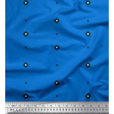 Soimoi Blue Rayon Fabric Butidar Jamdani Print Fabric by Yard 42 Inch Wide