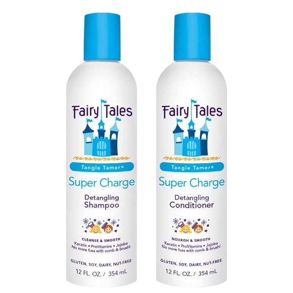 Fairy Tales Tangle Tamer Detangling Shampoo and Conditioner for Kids - Ultra Moisturizing and Anti Frizz Protection - Paraben Free Sulfate Free - 12 Oz each Bottle - 2 pack