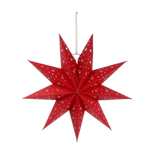 Hanging Christmas Lights LED Star Cut-Out Paper and Wood Decor for Indoor Use 1 Pack