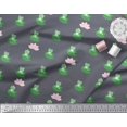 thumbnail image 3 of Soimoi Velvet Fabric Lotus & Frog Kids Print Sewing Fabric Yard 58 Inch Wide, 3 of 3