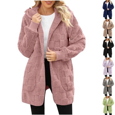 Yuyuzo Cardigans pour Femmes Sherpa Duveteux à devant Ouvert Vestes à Capuche en Molleton Manteaux d'Hiver Chauds Manteaux Doux