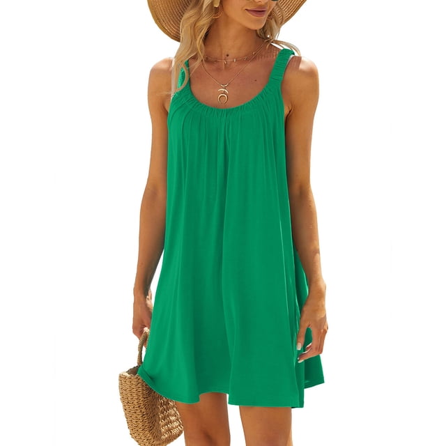 EGNMCR Robes de Fête pour Femmes Robe de Plage pour Femmes Paréo de Bikini Tenue de Plage Décontractée Vacances Courte d'Été Robes à Col Licou