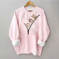 thumbnail image 4 of RKSTN Chandails de Noël pour Femmes Mode d'Automne Décontractée Chandail de Noël Imprimé Rose Col Rond Manches Longues Chandail Léger à Enfiler, 4 of 4
