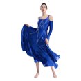 thumbnail image 3 of RUNQHUI Robe de Danse de Salon pour Femmes avec Strass, Professionnelle, Moderne, pour Valse, Tango, Compétition, Bleue, Taille P, 3 of 7
