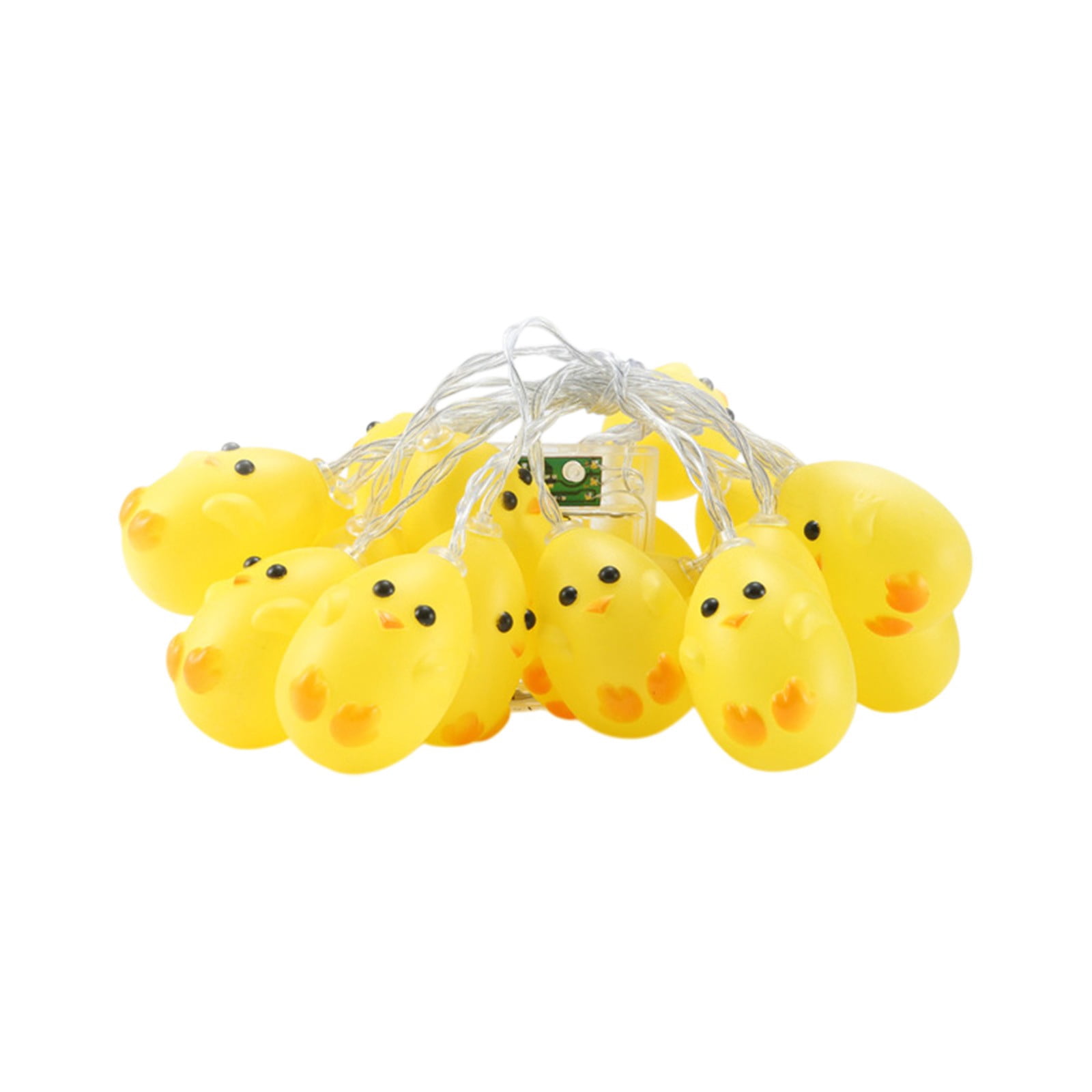 Battery Powered Easter Lights String With Yellow Chicken Shaped Bulbs And Multicolor LED Lighting 59 in Long
