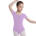 thumbnail image 2 of Aislor Filles Enfants Manches Courtes Coton Extensible Ballet Danse Gymnastique Justaucorps Tenue de Danse Violet 8, 2 of 7