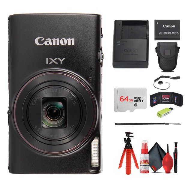 Canon IXY 650 HS Appareil Photo Numérique Zoom 12x Noir Ensemble Kit 64 Go (Modèle International)