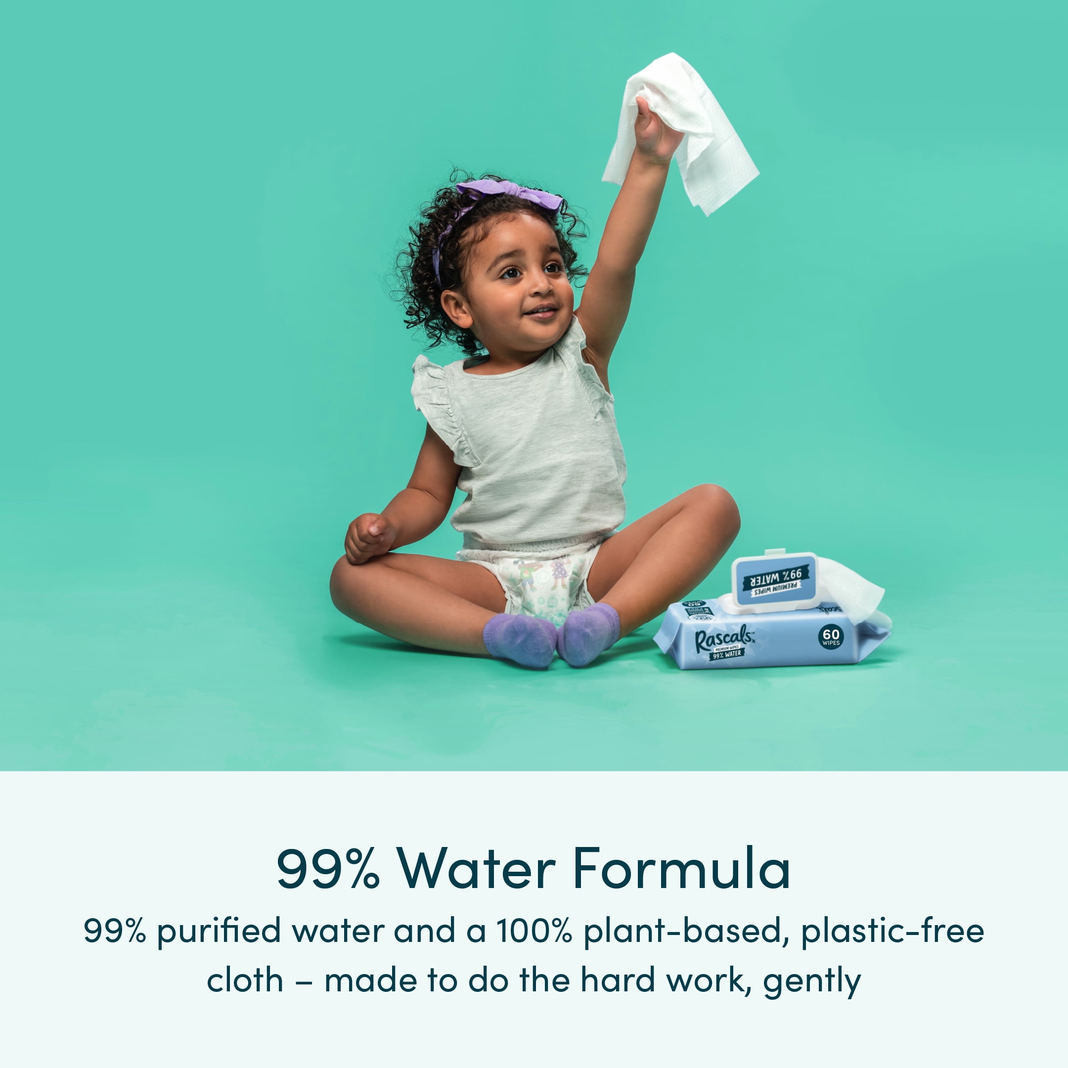 Lingettes pour bébé Rascals 99 % eau, 180 unités