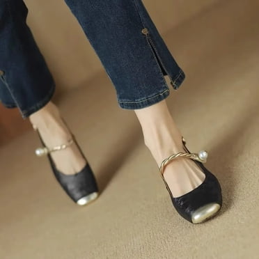 YOUYEDIAN Chaussures Mary Jane Femmes à Enfiler Ballerines Habillées pour Femmes Nouvelles Chaussures Souples Antidérapantes pour l'École Formel Marche (Noir)