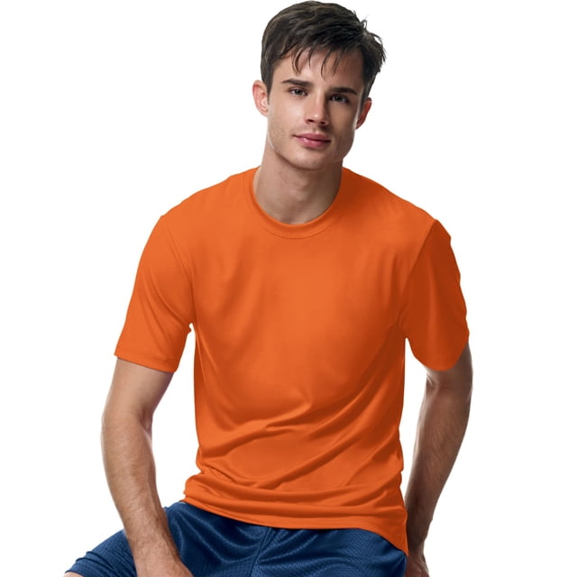 Hanes Cool DRI TAGLESS Men`s T-Shirt, L, Safety Orange